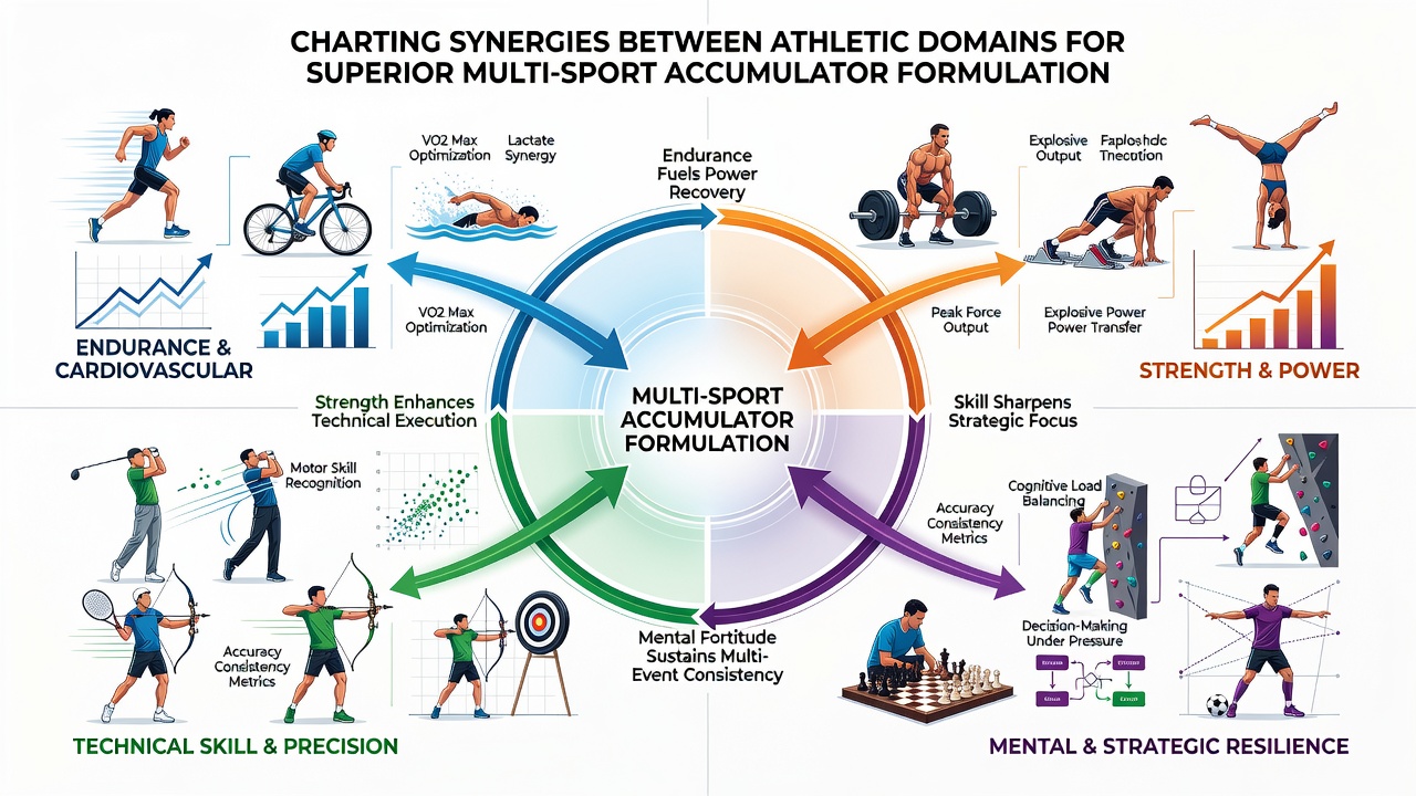 Data visualization charts showing correlations between soccer endurance, tennis serve speed, horse racing pace, and basketball shooting percentages for accumulator strategies