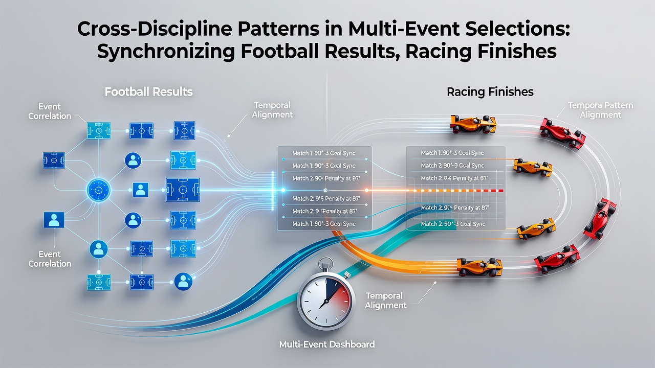 Charts and graphs illustrating synchronized performance trends across football, racing, and tennis events