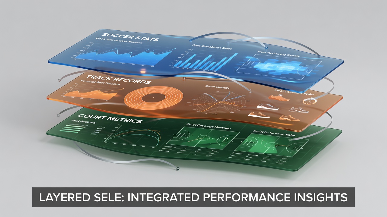 Detailed charts and graphs displaying integrated metrics from soccer, horse racing tracks, and tennis courts used in layered selection analysis