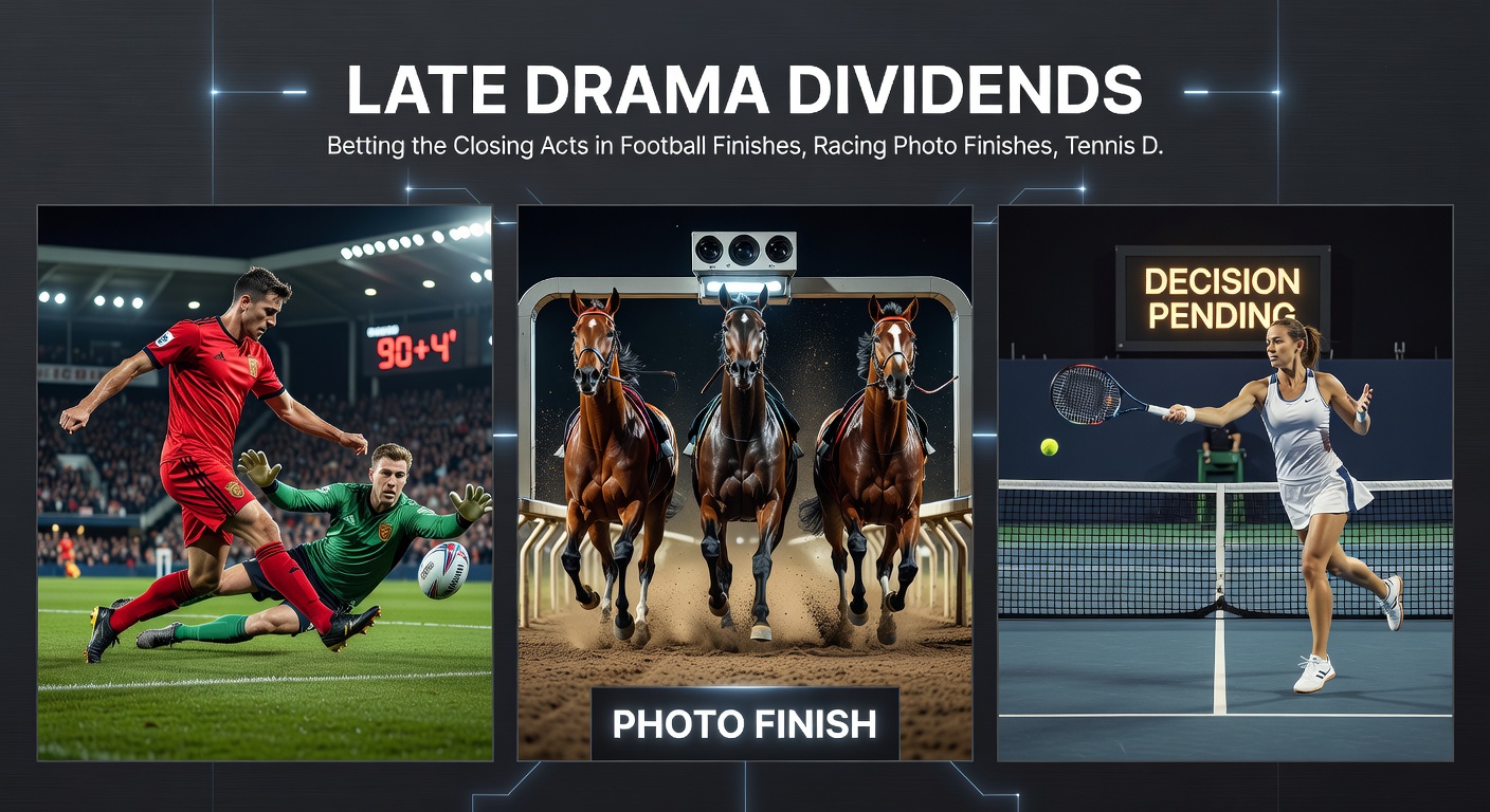 Horse racing photofinish at the wire with two horses necks apart under bright track lights