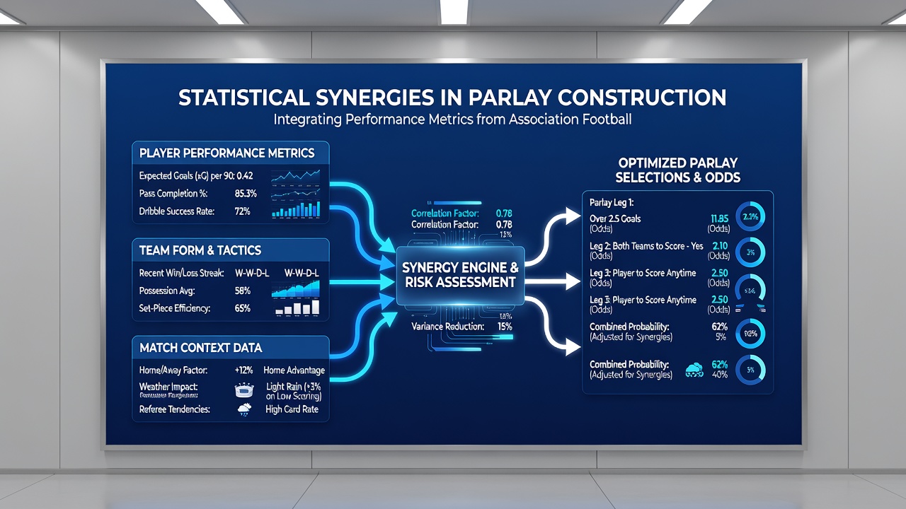 Infographic illustrating cross-sport metric normalization process used in accumulator and parlay construction