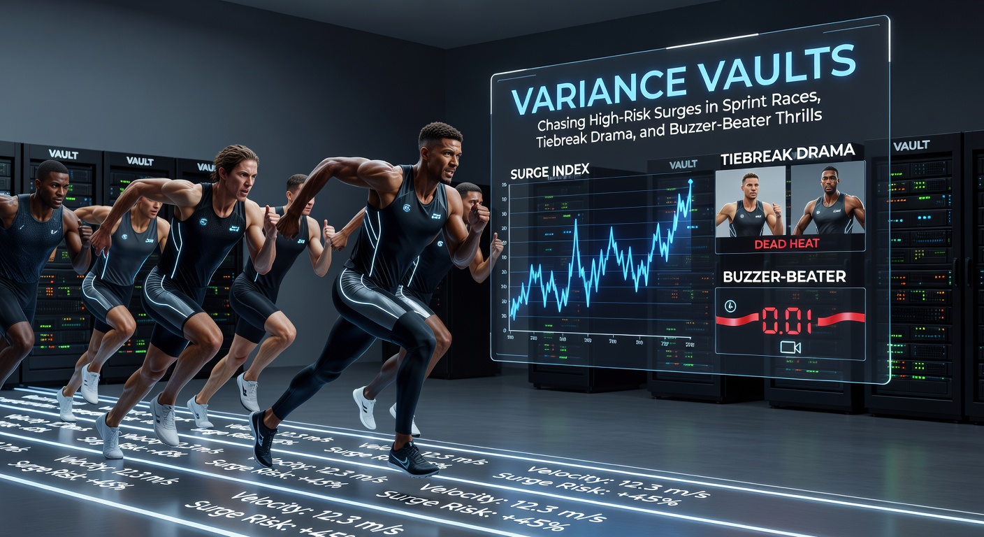 Runners crossing the finish line in a dramatic sprint race, capturing the high-stakes moment of a photo finish